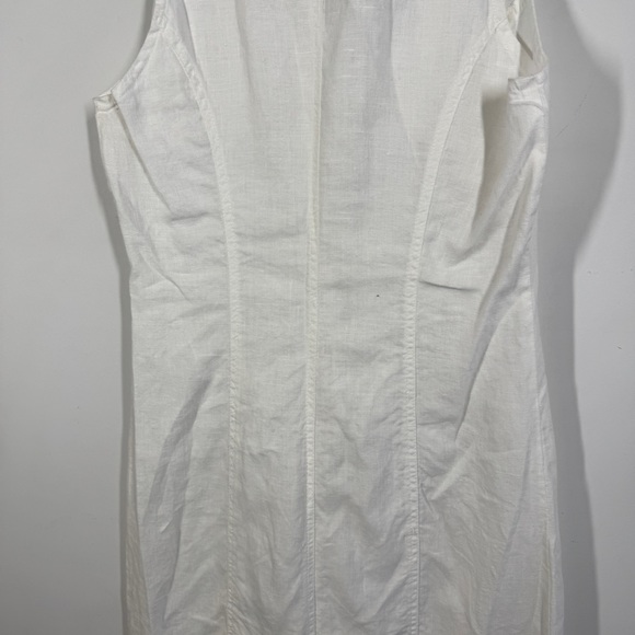Falda White Linen Button-Up Dress Size 44 Sleeveless Summer Casual - Picture 7 of 11